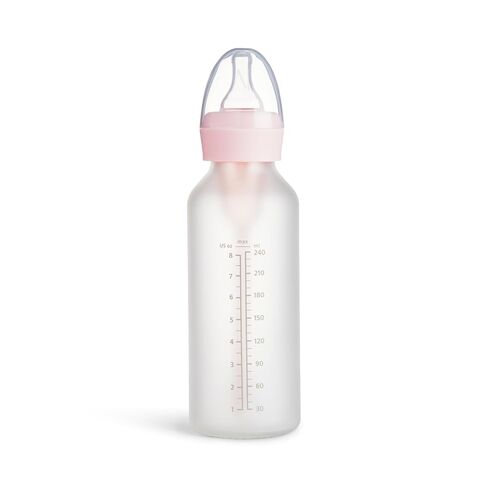 Munchkin Bond Silicone Coated Glass Baby Bottles - Anti-Colic Feeding System with Natural Feel Nipples, 8 Ounce, 2 Pack, Pink in Kuwait