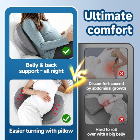 Pregnancy Pillows for Sleeping, Pregnancy Wedge Cushion, Memory Foam Support for Side Sleepers, Portable Lightweight, Soft to the Touch, for Back, Belly, and Hip Relief, Great for Expecting Mothers in Kuwait