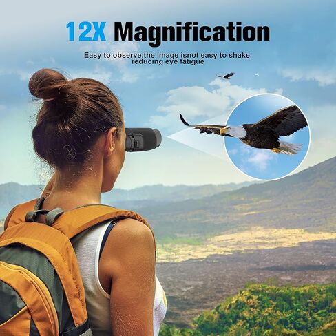 Binoculars 12x25 for Adults Night Vision Binoculars Compact Binoculars for Soccer Games Waterproof Binocular Wide Field of View for Sporting Events,Bird Watching,Hiking,Hunting,Concert in Kuwait