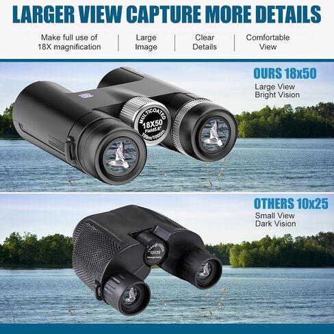 18x50 Professional Large View Binoculars for Adults with Upgraded Phone Adapter, Tripod and Tripod Adapter - Waterproof Binocular with BaK4 prisms for Bird Watching,Hiking,Outdoor Adventures in Kuwait