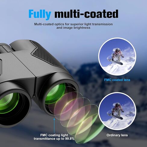 Binoculars 12x25 for Adults Night Vision Binoculars Compact Binoculars for Soccer Games Waterproof Binocular Wide Field of View for Sporting Events,Bird Watching,Hiking,Hunting,Concert in Kuwait