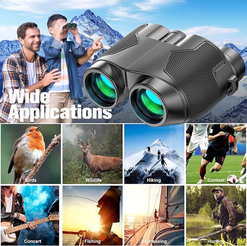 Binoculars 12x25 for Adults Night Vision Binoculars Compact Binoculars for Soccer Games Waterproof Binocular Wide Field of View for Sporting Events,Bird Watching,Hiking,Hunting,Concert in Kuwait