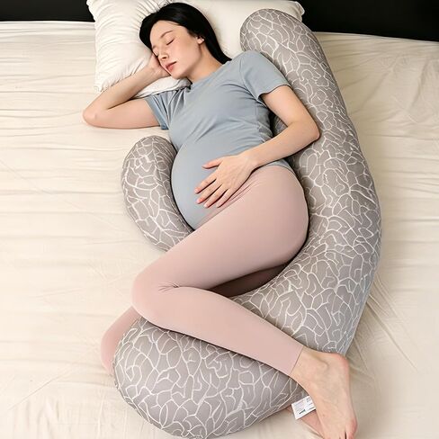Chilling Home Pregnancy Pillow, F Shaped Maternity Pillow, Adjustable Pregnancy Wedge Pillow with Full Body Support for Back, Belly, Hips, Legs, Pregnant Pillows for Side Sleeping with Cooling Cover in Kuwait