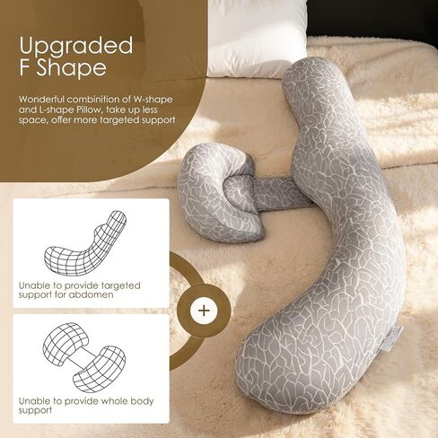 Chilling Home Pregnancy Pillow, F Shaped Maternity Pillow, Adjustable Pregnancy Wedge Pillow with Full Body Support for Back, Belly, Hips, Legs, Pregnant Pillows for Side Sleeping with Cooling Cover in Kuwait