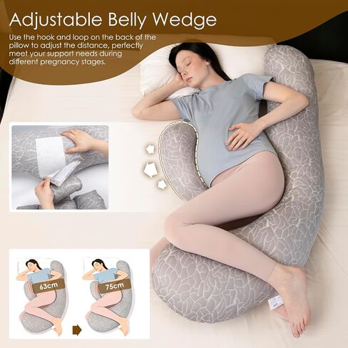 Chilling Home Pregnancy Pillow, F Shaped Maternity Pillow, Adjustable Pregnancy Wedge Pillow with Full Body Support for Back, Belly, Hips, Legs, Pregnant Pillows for Side Sleeping with Cooling Cover in Kuwait