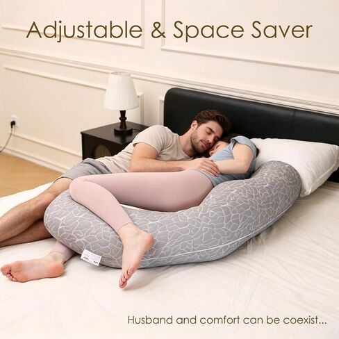 Chilling Home Pregnancy Pillow, F Shaped Maternity Pillow, Adjustable Pregnancy Wedge Pillow with Full Body Support for Back, Belly, Hips, Legs, Pregnant Pillows for Side Sleeping with Cooling Cover in Kuwait