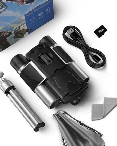 Digital Binoculars with Camera - 8X Digital Zoom, 2" LCD Display 40MP Camera 2.5K Videos Ideal for Concerts, Bird Watching, and Outdoor Adventures with 32GB SD Card - S555 in Kuwait