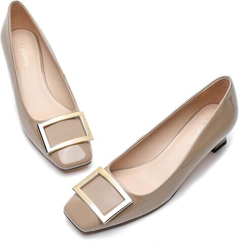 Genuine Leather Block Heels for Women Square Closed Toe Chunky Heels | Casual Business Office Work Shoes in Kuwait