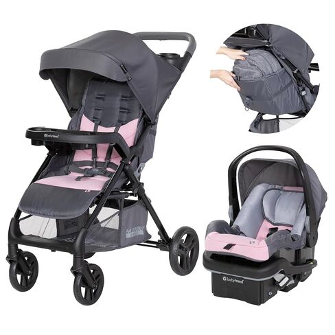 Baby Trend Passport Cargo Travel System, Pink Bamboo with Lil' Snooze Deluxe III Bassinet in Kuwait