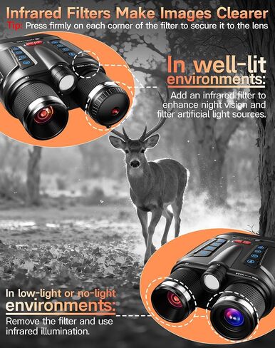 Night Vision Goggles - Smart APP 4K Night Vision Binoculars, 10000mAh Battery, 128GB Card for Photo and Video, 3'' UHD Screen & 8X Zoom Binoculars for Camping, Hunting, Security (Black) in Kuwait