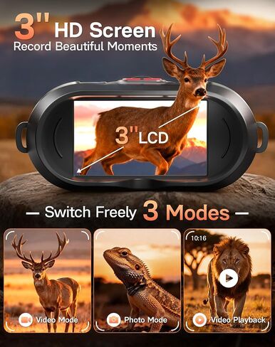 Night Vision Goggles - Smart APP 4K Night Vision Binoculars, 10000mAh Battery, 128GB Card for Photo and Video, 3'' UHD Screen & 8X Zoom Binoculars for Camping, Hunting, Security (Black) in Kuwait