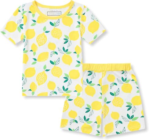 Mikrdoo Bamboo Viscose Toddler Girls Summer Pajamas 2Piece Snug Fit Short Sleeve Stretch Kids PJs Comfy Sleepwear 12M-6Y in Kuwait