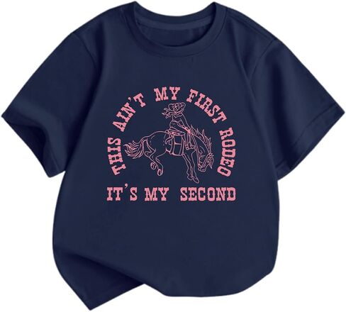 Toddler Girl 2nd Birthday Shirt Cowgirl Western Shirts for Girls This Ain't My First Rodeo Its My Second Graphic Tees in Kuwait