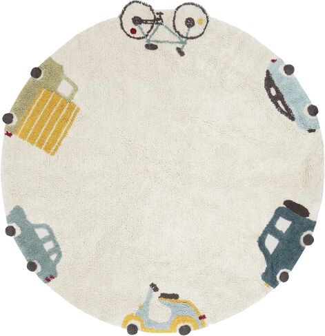 Lorena Canals| Washable Area Rugs for Kids Eco City - Wheels, Handmade in Natural, Ø 4' 7" in Kuwait