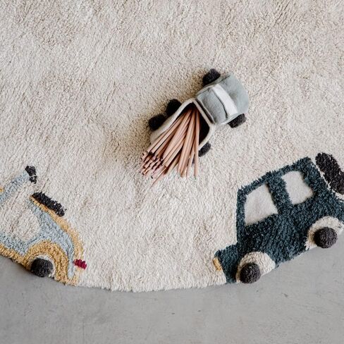 Lorena Canals| Washable Area Rugs for Kids Eco City - Wheels, Handmade in Natural, Ø 4' 7" in Kuwait