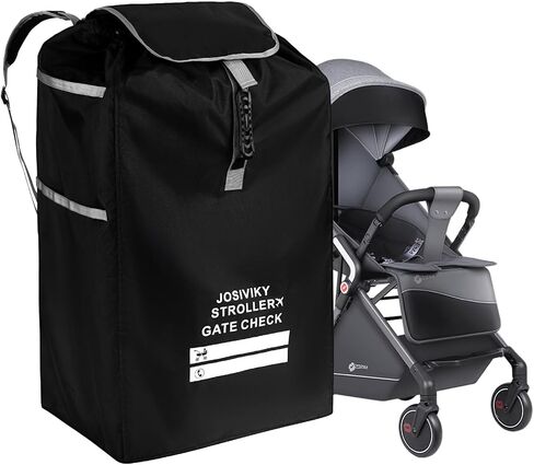 Stroller Bag for Airplane Gate Check, Universal Stroller Travel Bag & Car Seat Bag for Air Travel, Foldable Water Resistant Travel Essentials with Adjustable Shoulder Straps,Black in Kuwait