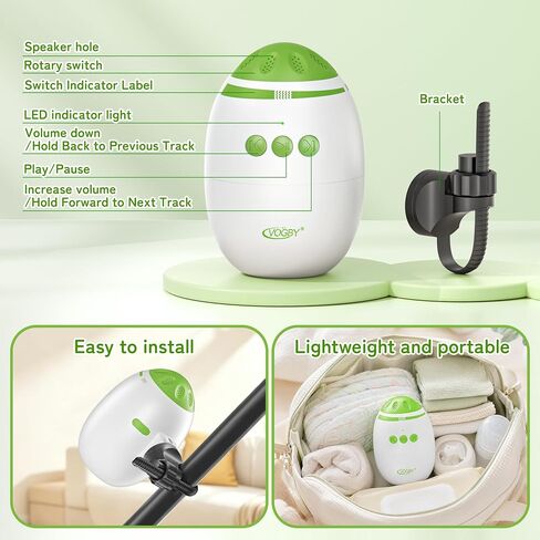 Baby Stroller Rocker, Hands-Free Vibration Device with Adjustable Speed and 11 White Noise Sounds, Rechargeable Sleep Soother Rocker - Fits Strollers & Cribs, Essential Baby Gear for Home & On-the-Go in Kuwait