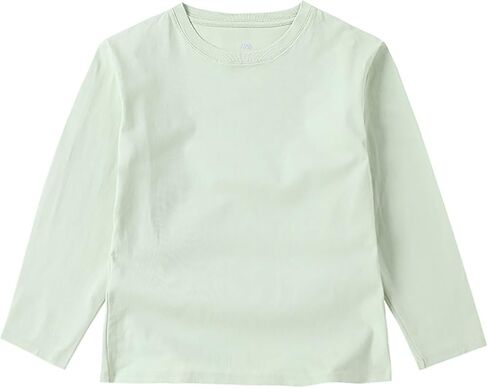 Kids Girls Boys Long Sleeve Undershirts Toddler Unisex Solid Cotton Crew Neck Base Shirt Trendy Fall Comfort Pullovers in Kuwait