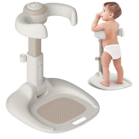 Cmore Baby Shower Stand - Smooth Holder Arms with Adjustable Height, Stable Support Base, Anti-Slip Mat & Floor Pads, ABS Plastic (BPA-Free), Foldable - Suitable for Infants & Toddlers 6-36 Months in Kuwait