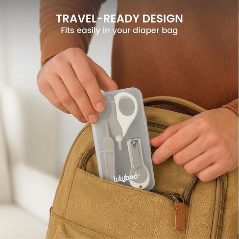 Lulyboo 4-in-1 Newborn Grooming Kit with Travel Compact Case, Baby Nail Clipper, Rounded Tip Scissors, Nail File & Tweezers, Stainless Steel, BPA-Free, Wipe-Clean, Teal Finish in Kuwait