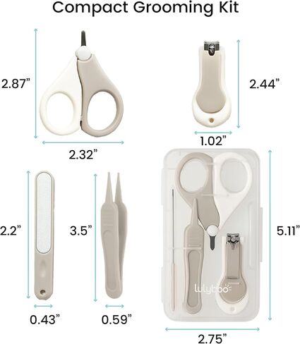 Lulyboo 4-in-1 Newborn Grooming Kit with Travel Compact Case, Baby Nail Clipper, Rounded Tip Scissors, Nail File & Tweezers, Stainless Steel, BPA-Free, Wipe-Clean, Teal Finish in Kuwait