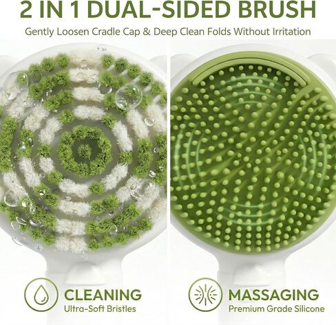 Baby Brush and Comb Set, Dual-Sided Soft Bath Brush & Massage Comb | Ultra Soft No-shedding Bristles with Silicone Massage Side, BPA-Free, Gentle for Infant Toddler Sensitive Skin in Kuwait