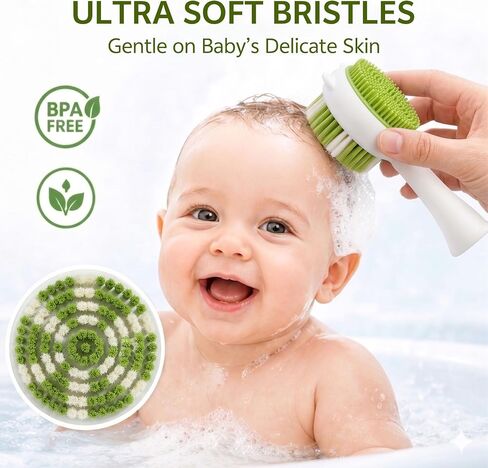 Baby Brush and Comb Set, Dual-Sided Soft Bath Brush & Massage Comb | Ultra Soft No-shedding Bristles with Silicone Massage Side, BPA-Free, Gentle for Infant Toddler Sensitive Skin in Kuwait