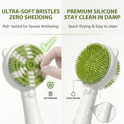 Baby Brush and Comb Set, Dual-Sided Soft Bath Brush & Massage Comb | Ultra Soft No-shedding Bristles with Silicone Massage Side, BPA-Free, Gentle for Infant Toddler Sensitive Skin in Kuwait
