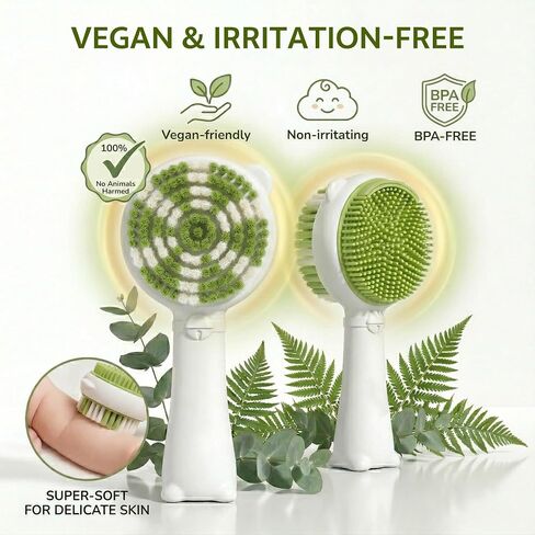 Baby Brush and Comb Set, Dual-Sided Soft Bath Brush & Massage Comb | Ultra Soft No-shedding Bristles with Silicone Massage Side, BPA-Free, Gentle for Infant Toddler Sensitive Skin in Kuwait