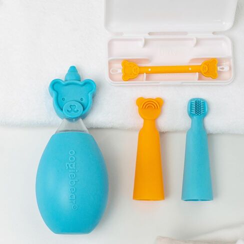 oogiebear Baby Care Starter Kit, 5-Piece All-in-One Set Includes Nasal Bulb Aspirator, Booger Picker w/ Case, Tongue Scraper & Finger Brush in Kuwait