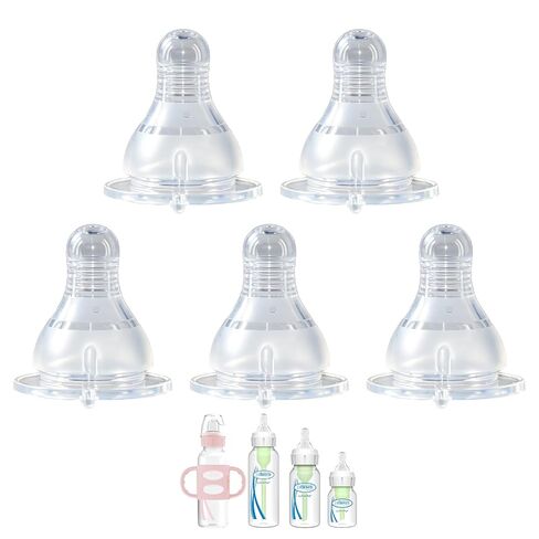 Nipple for Dr. Brown’s Natural Flow Level 4 Narrow Baby Bottle, Fast Flow, 9m+, 100% Silicone Bottle Nipple, 5 Pack in Kuwait