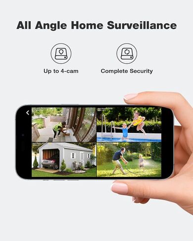 SEHMUA-4MP Solar Security Cameras Wireless Outdoor, No Subscription Required, 360° Full Panoramic View, Color Night Vision, 5G & 2.4G Compatible, Local Storage, Phone Control for Home Security System in Kuwait