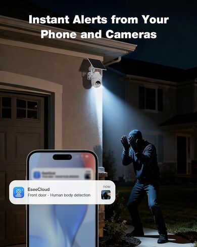SEHMUA-4MP Solar Security Cameras Wireless Outdoor, No Subscription Required, 360° Full Panoramic View, Color Night Vision, 5G & 2.4G Compatible, Local Storage, Phone Control for Home Security System in Kuwait