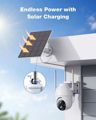 SEHMUA-4MP Solar Security Cameras Wireless Outdoor, No Subscription Required, 360° Full Panoramic View, Color Night Vision, 5G & 2.4G Compatible, Local Storage, Phone Control for Home Security System in Kuwait
