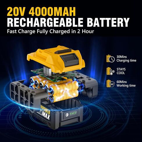 Cordless Impact Wrench, 900Ft-lbs (1200N.m) 1/2" Brushless Impact Gun, 20V High Torque Power Impact Driver, 2x4.0Ah Batteries,Brushless Motor 2400 RPM Variable Speeds for Family Car/Pickup Truck/Mower in Kuwait