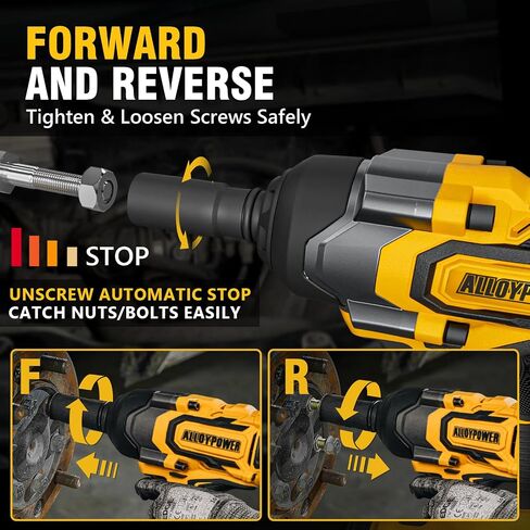 Cordless Impact Wrench, 900Ft-lbs (1200N.m) 1/2" Brushless Impact Gun, 20V High Torque Power Impact Driver, 2x4.0Ah Batteries,Brushless Motor 2400 RPM Variable Speeds for Family Car/Pickup Truck/Mower in Kuwait
