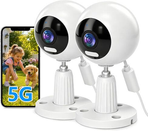 3MP Cameras for Home Security-Outdoor/Indoor, 5G/2.4G WiFi | Indoor Camera for Baby Monitor/Dog/Cat/Pet/Elderly, Color Night Vision, 24/7 SD Recordings/Cloud, Plug-in in Kuwait