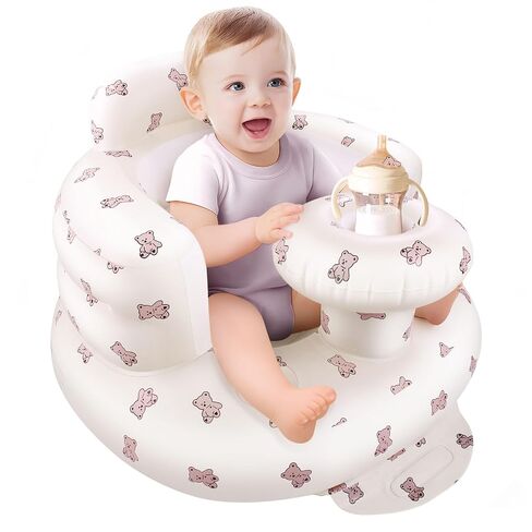 Inflatable Baby Floor Seat with Tray, Infant Chair for Babies 3–36 Months | Sit-Me-Up Baby Floor Seat with Back Support & Built-in Pump, Portable Travel-Friendly Infant Chair, Easy Blow Up Seat in Kuwait