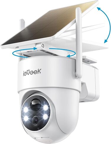 ieGeek 2 Pack Solar Security Cameras Wireless Outdoor with Adjustable Panel | 2K WiFi Camera with 360° Pan Tilt, Color Night Vision, AI Detection, 2-Way Audio & IP66, No Subscription Required in Kuwait