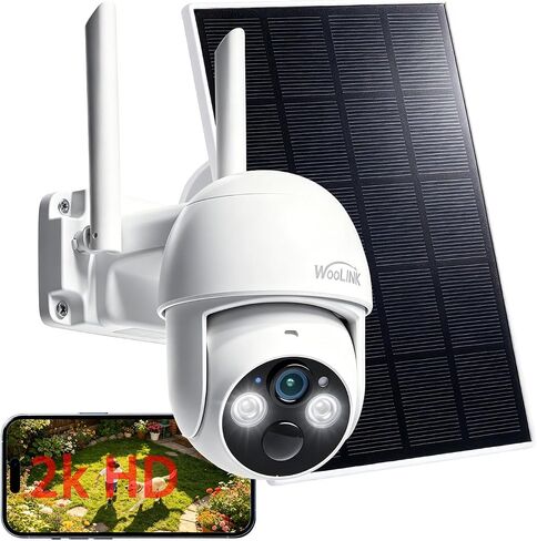 2K Solar Security Cameras Wireless Outdoor, 2.4Ghz WiFi Battery Camera, 355° View Pan/Tilt Solar Camera with 2-Way Audio, PIR Alarm, Color Night Vision, IP65 Waterproof, Cloud & SD Storage in Kuwait