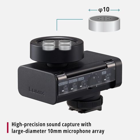 Panasonic Lumix DMS1 Digital Shotgun Microphone, 32 Bit Float, 4 Channel Audio, 6 Direction Modes, Wireless Connection, Wind and Shock Reduction, Includes Smart Carry Case in Kuwait