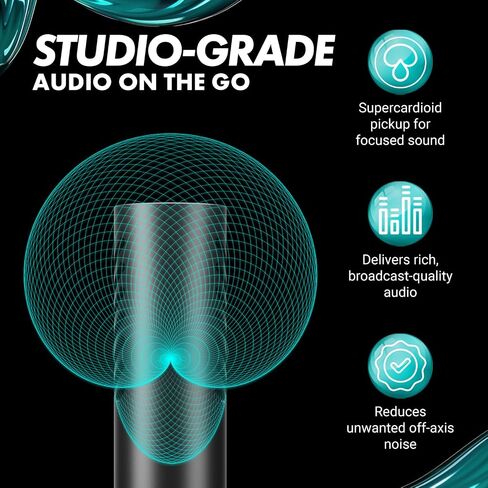 Movo VXR10-AI v2 Shotgun Microphone with AI Noise Cancellation - Camera Microphone for DSLR, Smartphone & Computer - Supercardioid On-Camera Mic with 3.5mm & USB-C Cables - Latest Version in Kuwait