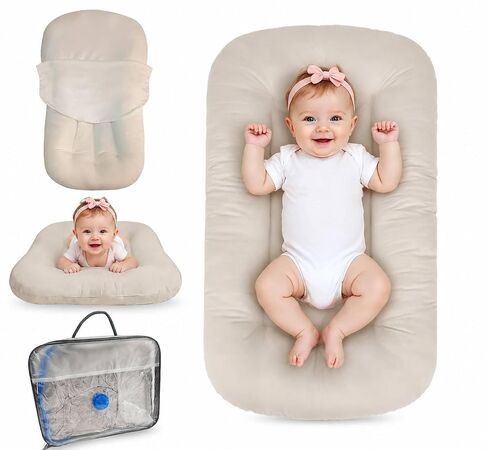 Baby Lounger 0-24 Months Newborn Infant Cotton Floor Seats Support Cushion (Apricot) | baby shower gifts in Kuwait