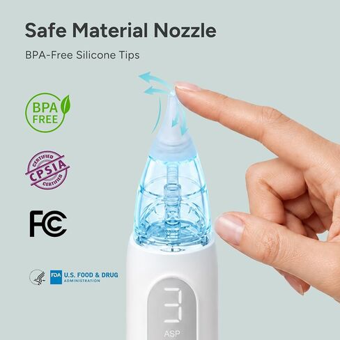 Nasal Aspirator for Baby, Nose Sucker with 3 Suction Level, Music Light | 3 suction modes, 3 BPA-free silicone tips, low 35dB noise, lights and lullabies, detachable design, USB charging in Kuwait