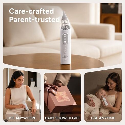 Nasal Aspirator for Baby, Nose Sucker with 3 Suction Level, Music Light | 3 suction modes, 3 BPA-free silicone tips, low 35dB noise, lights and lullabies, detachable design, USB charging in Kuwait
