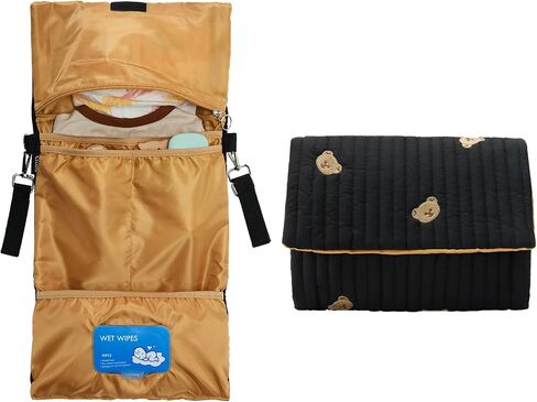 GOBABYMART Diaper Bag Organizer, Diaper Clutch & Wipe Pouch with Zippered Compartments & Detachable Shoulder Strap in Kuwait