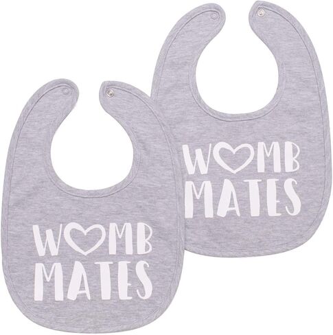 100% Cotton Drinking Buddies Twin Bibs Cute & Practical Unisex Bibs for Twins with Waterproof, Durable, for Everyday Use in Kuwait