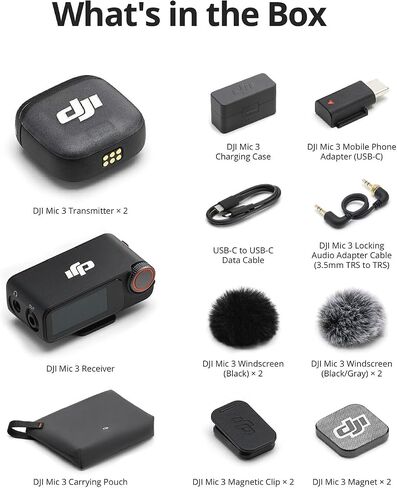 DJI Osmo Pocket 3 Creator Combo & DJI Mic 3 2-Person Wireless System | 1" CMOS, 4K 120fps, Wide-Angle Lens, Battery Handle, 32-Bit Float Audio, Timecode | Selfie Stick + Corel Software in Kuwait