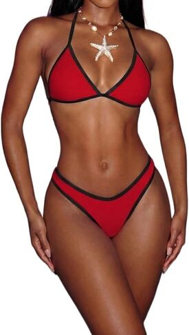 Women's Bikini Set 2-Piece Contrast Trim Bikini for and Beach Summer in Kuwait