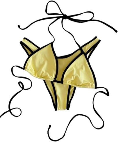 Women's Bikini Set Solid Color Soft Neck-Tie Sexy Bikini Set in Kuwait